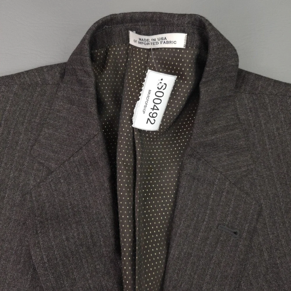 Joseph Abboud Blazer Mens 48R Brown Wool Pinstripe Ethomas Sport Coat USA